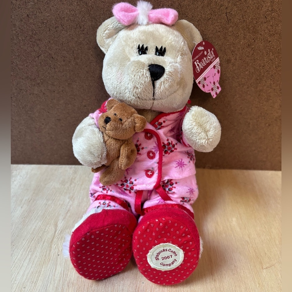 Starbucks Bearista 2007 Pink Pajamas Bear Plush with Tags—10” Plush - Picture 2 of 8